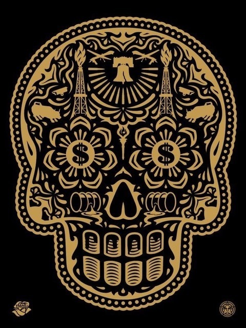 Shepard Fairey, ‘power & glory day of the dead black’, 2014, Rudolf Budja Gallery