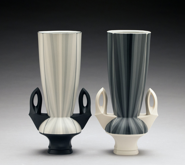 Peter Pincus, ‘Contrasting Gradient Vases (pair)’, 2018, Sculpture, Porcelain, Ferrin Contemporary
