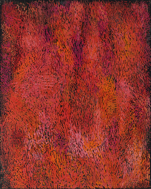 Margo Hoff, ‘October Hill / Red’, ca. 1978, Painting, Oil and canvas collage on canvas, Peyton Wright Gallery