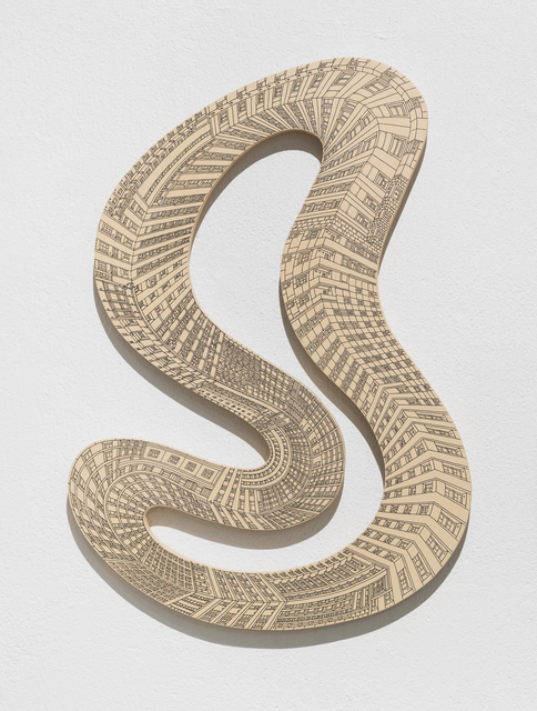 Vasco Mourão, ‘Ouroborus. Drawing on Wood No. 11’, 2019, Mixed Media, Ink on painted plywood, Underdogs Gallery