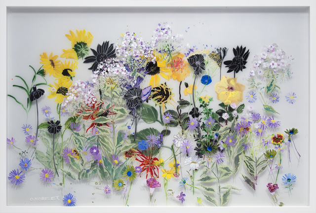 Gail Norfleet, ‘September Garden’, 2016, Mixed Media, Acrylic and cut paper collage on two Lucite panels, Valley House Gallery & Sculpture Garden