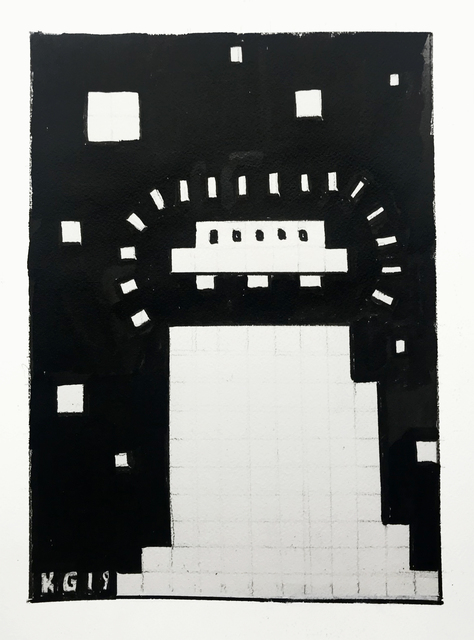Ken Grimes, ‘Alien Mothership’, 2019, Drawing, Collage or other Work on Paper, Ink on paper, Ricco/Maresca Gallery