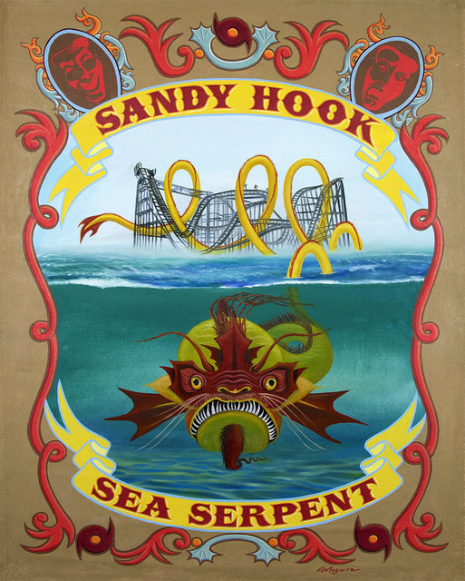 molly mcguire, ‘ "Sandy Hook Sea Serpent"’, ca. 2018, Painting, Acrylic on re-purposed canvas, Parlor Gallery