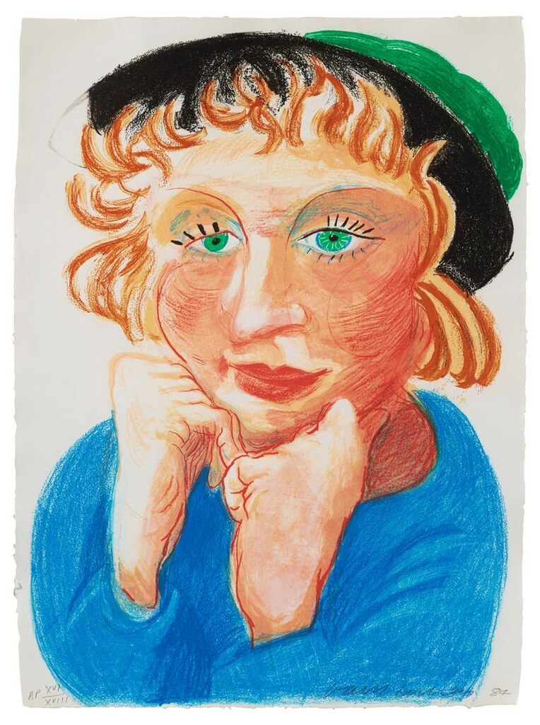 David Hockney - Celia with Green Hat, from Moving Focus