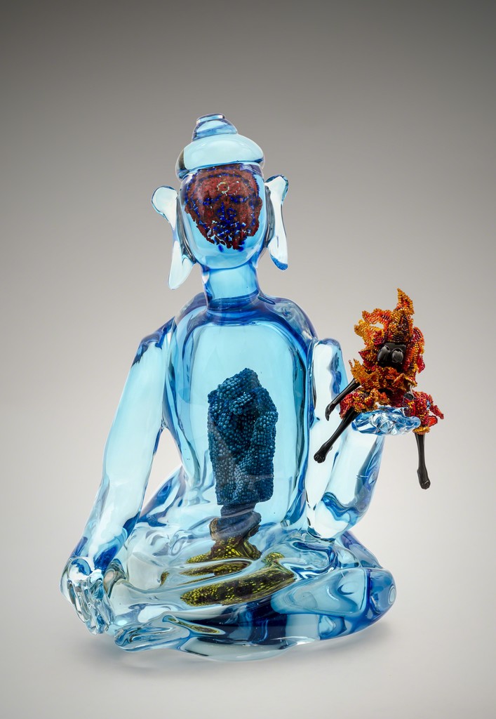 Buddha (Fire & Water), 2013
Joyce J. Scott
Hand-blown Murano glass processes with beads, wire, thread
Courtesy of Goya Contemporary
Photographer: Michael Koryta Buddha (Fire & Water), 2013
Joyce J. Scott
Hand-blown Murano glass processes with beads, wire, thread
Courtesy of Goya Contemporary
Photographer: Michael Koryta