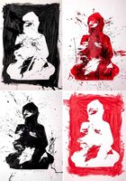 Positive Red Buddha, Negative Red Buddha; Positive Black Buddha, Negative Black Buddha
