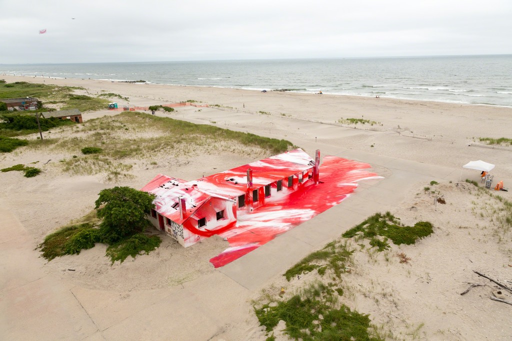 Rockaway! featuring site-specific installation by Katharina Grosse. Image courtesy the artist and MoMA PS1. Photo by Pablo Enriquez. Rockaway! featuring site-specific installation by Katharina Grosse. Image courtesy the artist and MoMA PS1. Photo by Pablo Enriquez.