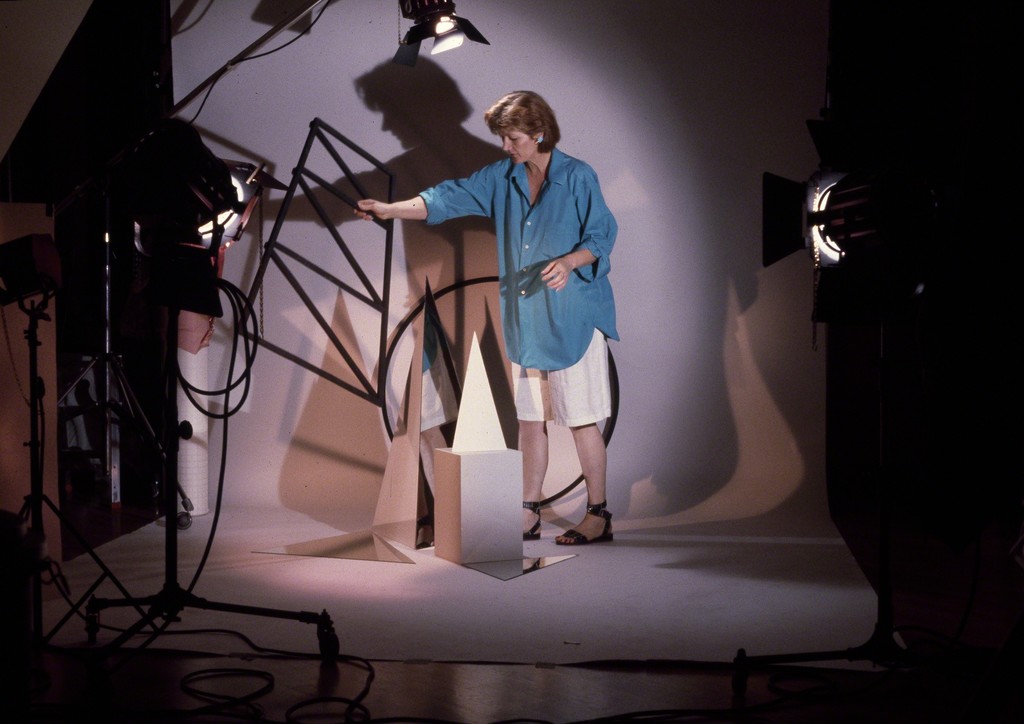 Photo-documentation of Barbara Kasten working in her studio, New York, NY, 1983. Photo by Kurt Kilgus. Courtesy of the artist. Photo-documentation of Barbara Kasten working in her studio, New York, NY, 1983. Photo by Kurt Kilgus. Courtesy of the artist.