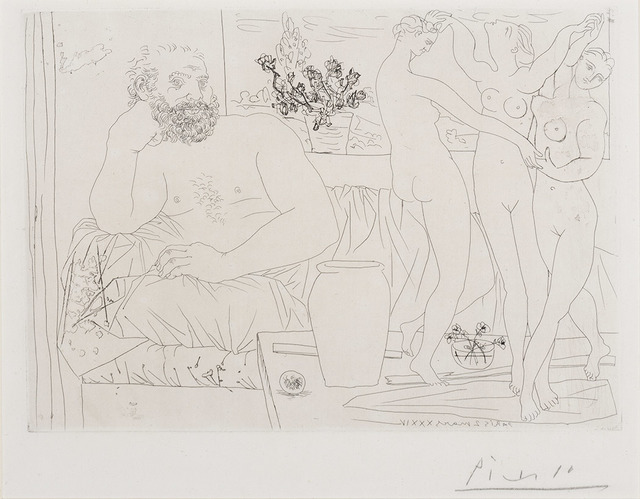 Pablo Picasso, ‘Sculpteur Et Trois Danseuses Sculptées (B. 217)’, 1934, Print, Etching, on laid Montval paper with the Picasso watermark, Doyle