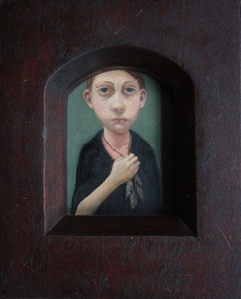 Bobbie Russon, ‘Feather Necklace’, 2016, Painting, Oil on panel in solid mahogany frame, bo.lee gallery