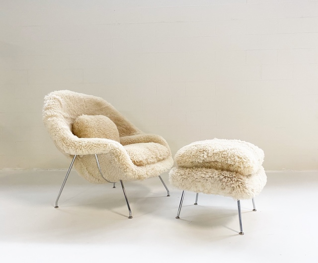 Eero Saarinen Womb Chair And Ottoman Restored In California Sheepskin Mid 20th Century Newly Restored Available For Sale Artsy