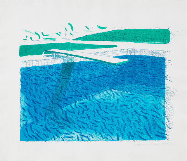 David Hockney, ‘Lithographic Water Made of Lines, Crayon, and Two Blue Washes ’, Susan Sheehan Gallery
