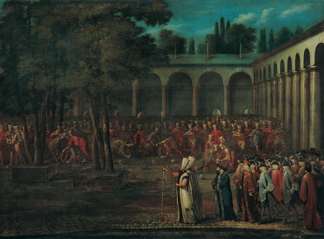 The Ambassadorial Delegation Passing through the Second Courtyard of the Topkapı Palace — Jean Baptiste Vanmour (1700)