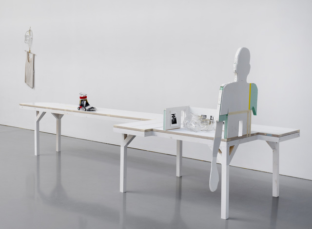 Win McCarthy, ‘Intersection (photography exhibition)’, 2018, Mixed Media, Model car tires, pins, sock, photos, paper, glass, polystyrene foam, wood, foam board, tape, Galerie Fons Welters