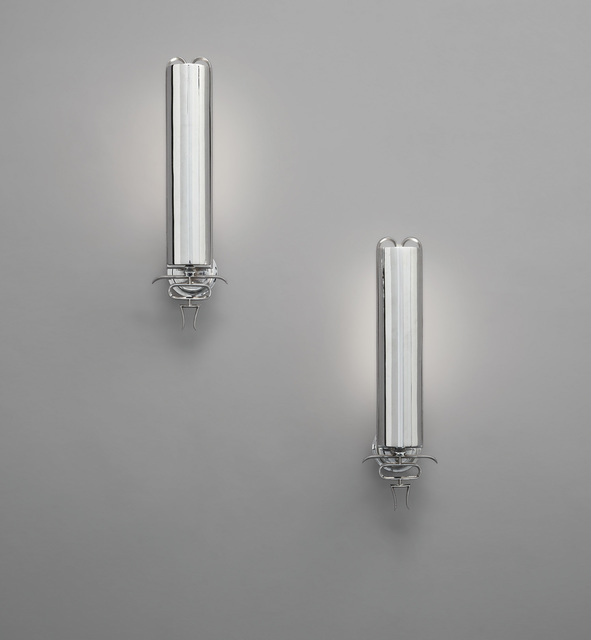 Paolo Buffa, ‘Pair of wall lights’, circa 1930, Design/Decorative Art, Chromium-plated metal, Phillips