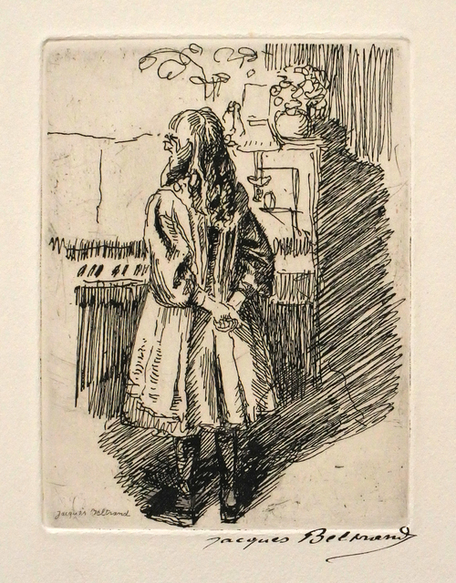 Jacques Beltrand, ‘Fille debout devant le piano - Girl standing in front of the piano’, Early 20th century, Hans den Hollander Prints