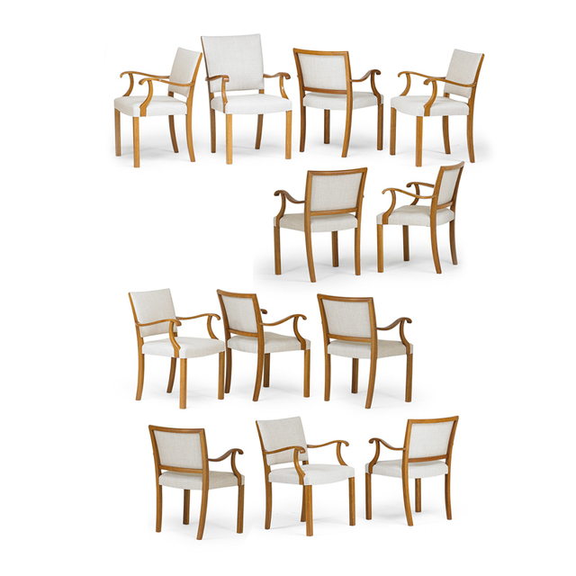 Attributed to Fritz Hansen, ‘Twelve Armchairs, Denmark’, 1940s, Rago/Wright