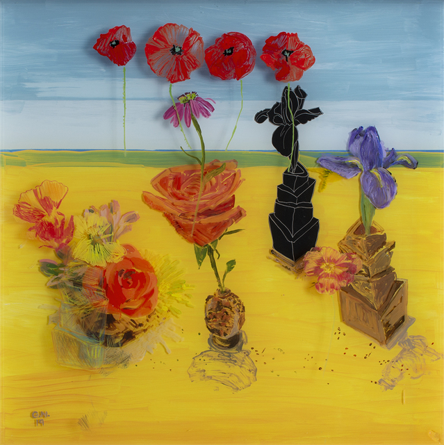 Gail Norfleet, ‘Impossible Landscape #1’, 2019, Painting, Acrylic, collage, and china marker on two Lucite panels, Valley House Gallery & Sculpture Garden