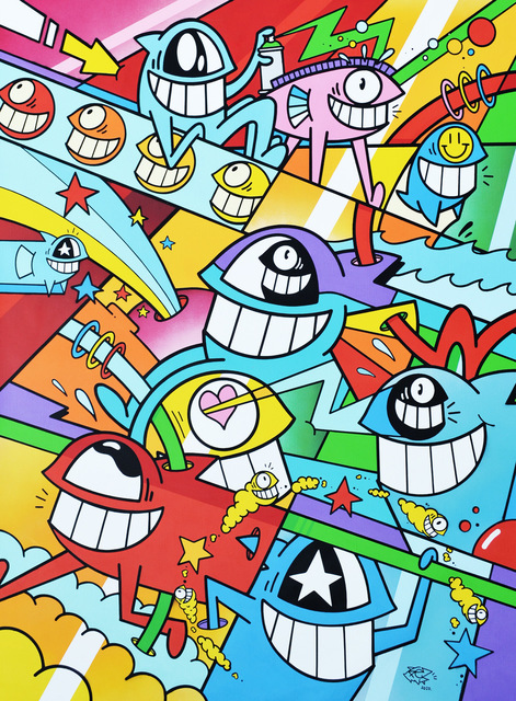 El Pez, ‘Superhappy Days’, 2020, Painting, Acrylic and Aerosol with Stencil on Linen Canvas, 2B Art & Toys