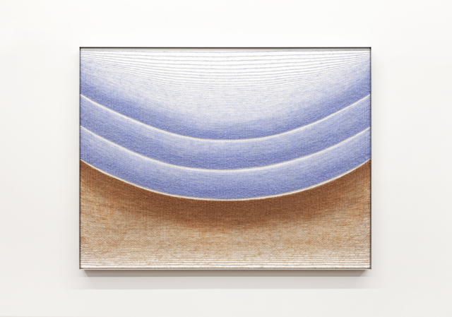 Mimi Jung, ‘102417 Pale Blue and Brown Ellipses’, 2020, Textile Arts, Mohair, cotton, painted plywood and aluminum frame, Carvalho Park