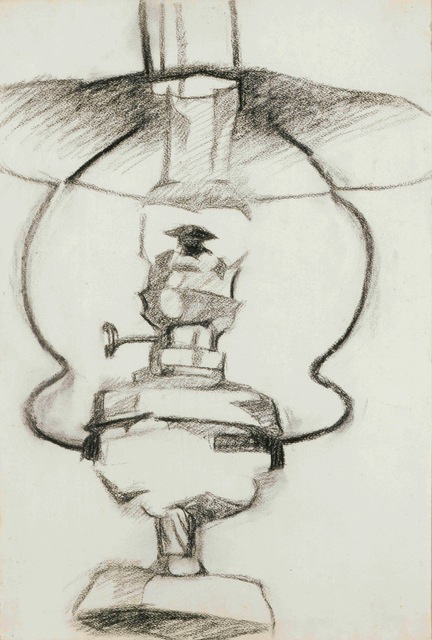 Juan Gris, ‘La lampe à pétrole’, ca. 1910, Drawing, Collage or other Work on Paper, Charcoal on paper, HELENE BAILLY GALLERY