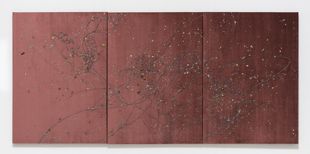 Lee Bul, ‘Untitled (Mekamelencolia - Velvet #11 DDRG28BR)’, 2018, Painting, Human hair, mother of pearl, acrylic paint, dried flower on silk velvet, Lehmann Maupin