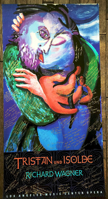 David Hockney, ‘One of a Kind Piece of History: Los Angeles Music Center Opera: Richard Wagner’s Tristan und Isolde Opera Poster (hand signed by David Hockney as well as 40 world class musicians including Zubin Mehta, Jeannine Altmeyer, and William Johns)’, 1987, Alpha 137 Gallery