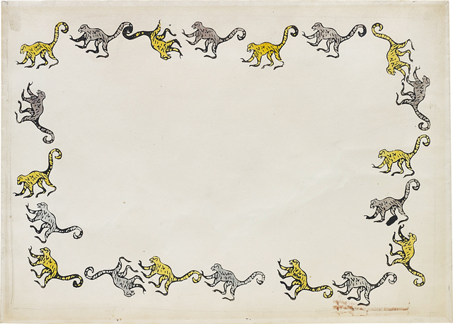 Andy Warhol, ‘Turquoise and Yellow Monkey’, 1953, Drawing, Collage or other Work on Paper, Watercolour on paper, Phillips