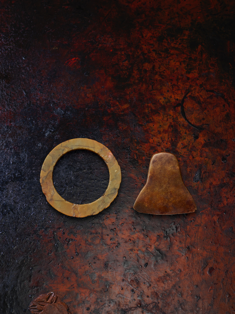 Unknown Chinese, ‘Jade axe and hardstone disc’, Neolithic period, (2500, 2000 BCE), Sculpture, Jade, Rasti Chinese Art