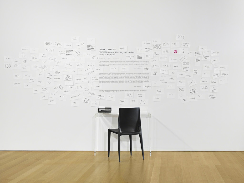 Installation view of Betty Tompkins: "WOMEN Words, Phrases, and Stories". Photo by Genevieve Hanson, NYC Installation view of Betty Tompkins: "WOMEN Words, Phrases, and Stories". Photo by Genevieve Hanson, NYC