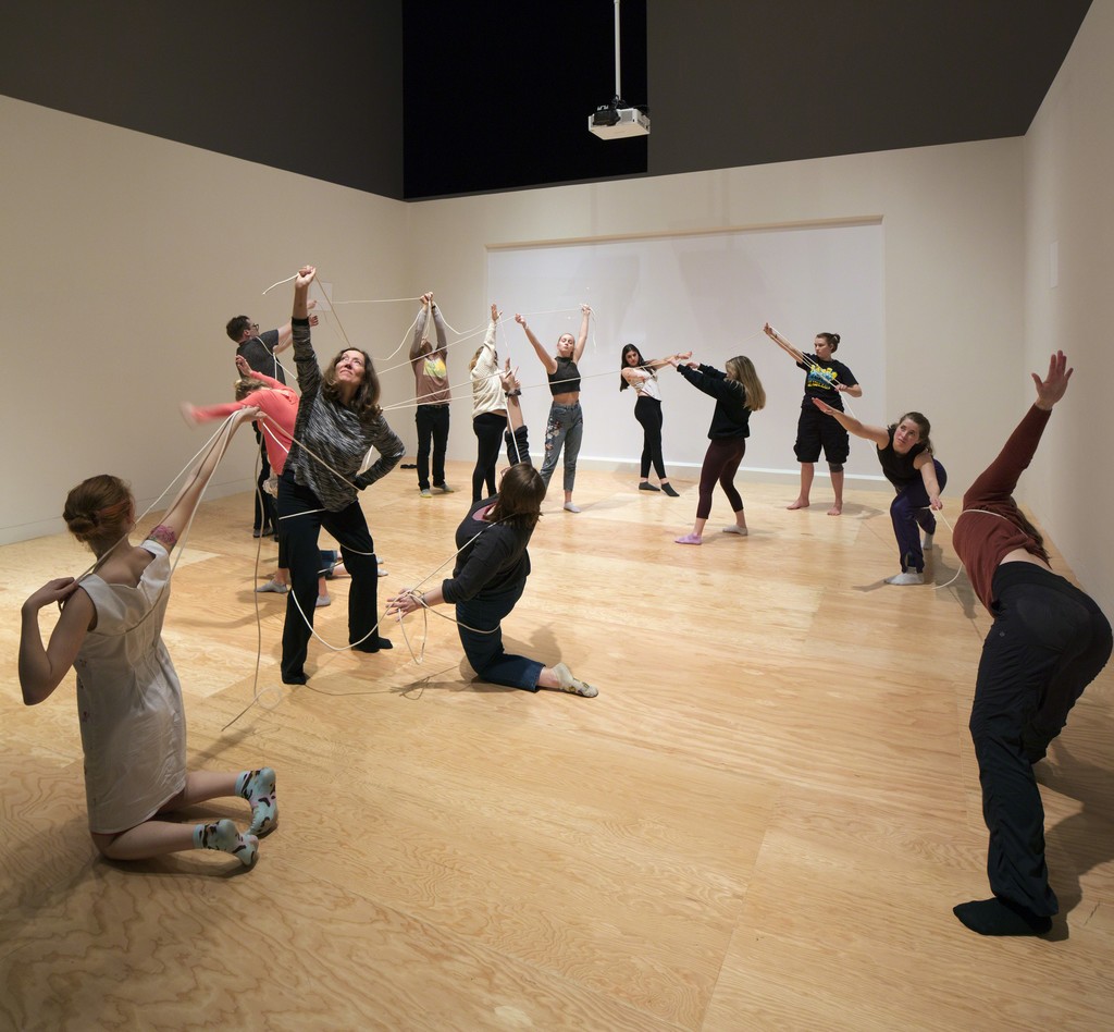 "Rope Dance," 2015, concept, title and score by Anna Halprin; interpretations and variations by Janine Antoni and Stephen Petronio; commissioned by The Fabric Workshop and Museum, Philadelphia. "Rope Dance" performance part of "Entangle," Tang Teaching Museum, March 2017 "Rope Dance," 2015, concept, title and score by Anna Halprin; interpretations and variations by Janine Antoni and Stephen Petronio; commissioned by The Fabric Workshop and Museum, Philadelphia. "Rope Dance" performance part of "Entangle," Tang Teaching Museum, March 2017
