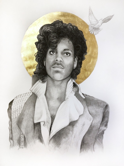 Lauren Clayton, ‘Prince’, 2019, Drawing, Collage or other Work on Paper, Graphite, charcoal, and gold leaf on paper, SHIM Art Network
