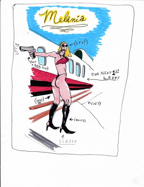Jim Torok, ‘First Lady’, 2016, Drawing, Collage or other Work on Paper, Ink, pencil, and oil-paint pen on paper, Lora Reynolds Gallery