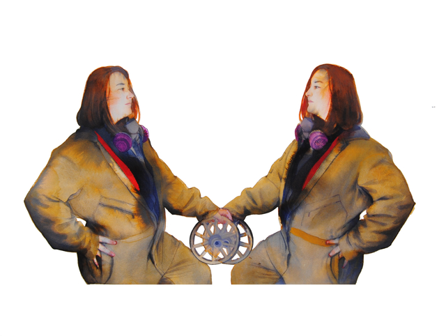 June Glasson, ‘Adrienne x2’, Drawing, Collage or other Work on Paper, Ink on paper, Visions West Contemporary