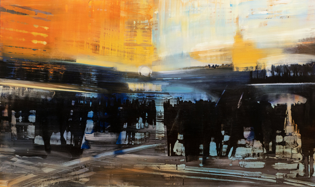 David Allen Dunlop, ‘City Life in the Station’, 2017, Painting, Oil on aluminum, Lily Pad West