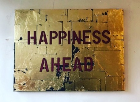 Zoe Grace, ‘Happiness Ahead’, 2017, Painting, Spray paint and Gold leaf on Canvas. Signed Original, Rhodes