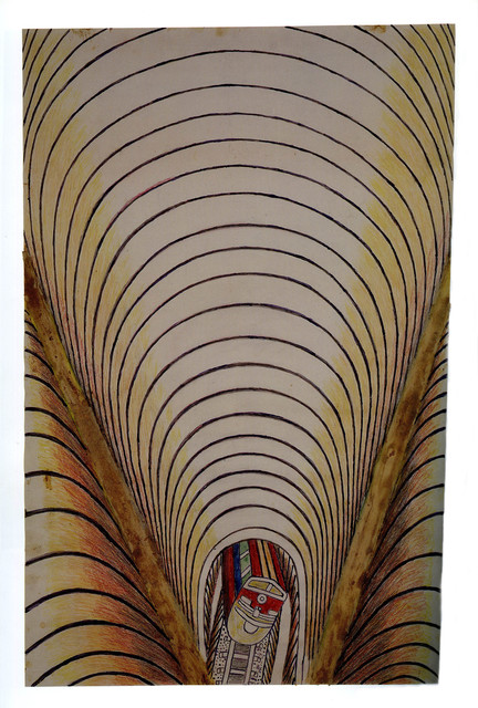 Martín Ramírez, ‘Untitled (Train and Tunnel)’, 1950, Mixed Media, Pencil, colored pencil, crayon, watercolor and collage on paper, Ricco/Maresca Gallery