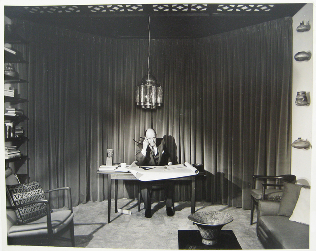 Pedro E. Guerrero, ‘Edward Durrell Stone Townhouse, New York City, Portrait is His Studio’, 1957, Photography, Silver Gelatin Print, Edward Cella Art and Architecture