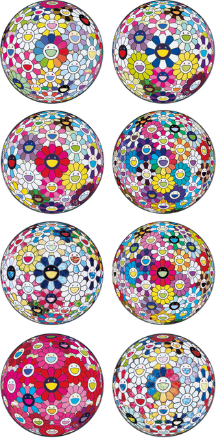 Takashi Murakami, ‘Flowerball: Want to Hold You; Awakening; Open Your Hands Wide; Thoughts on Matisse; The Flowerball’s Painterly Challenge; Flowerball Multicolor; Thoughts on Picasso; and Scenery with a Rainbow in the Midst’, 2014-2015, Phillips