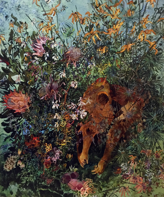 Rebecca Saylor Sack, ‘Protea and Horse’, 2016, Painting, Oil on canvas, J. Cacciola Gallery