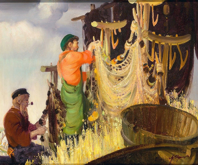 John Clymer, ‘Drying Nets - Mont Saint Pierre’, 1930-1939, The Illustrated Gallery