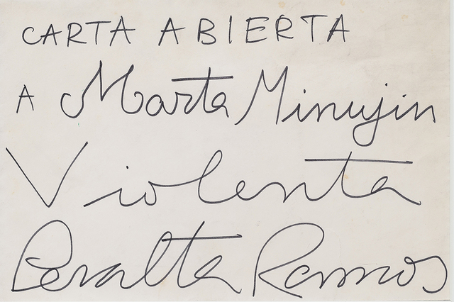 Federico Manuel Peralta Ramos, ‘Carta abierta a Marta Minujin’, Del Infinito