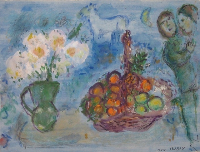 Marc Chagall, ‘Corbeille de Fruits’, 1980, Drawing, Collage or other Work on Paper, Gouache, watercolor, crayon, oil on paper, David Benrimon Fine Art