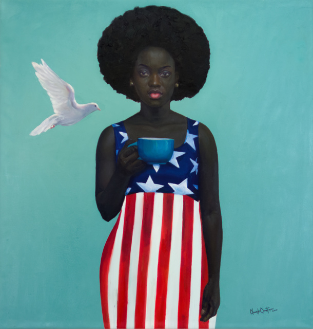 oluwole omofemi, ‘Blue Cup ’, 2020, Painting, Oil and acrylic on canvas, Out of Africa Gallery