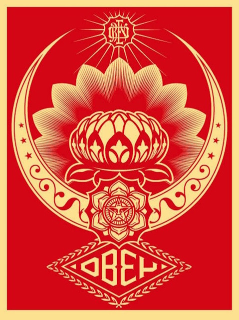Shepard Fairey (OBEY), ‘Lotus Ornament Red ’, 2008, Gregg Shienbaum Fine Art