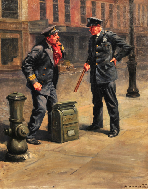 Anton Otto Fischer, ‘Urban Street Illustration’, 1938, Painting, Oil on Canvas, The Illustrated Gallery