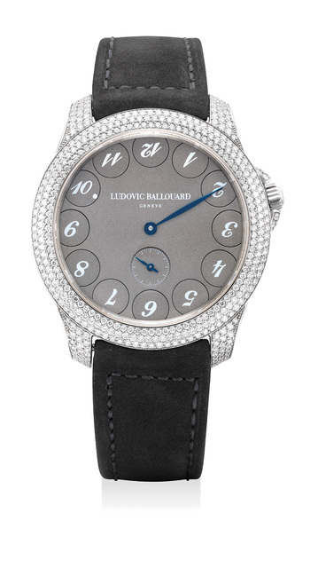 Ludovic Ballouard, ‘A fine and rare platinum and diamond set wristwatch with unusual “upside down” dial, warranty and box’, Circa 2015, Phillips
