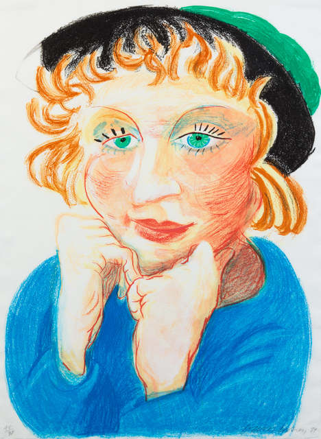 David Hockney, ‘Celia with Green Hat’, 1984, Hindman