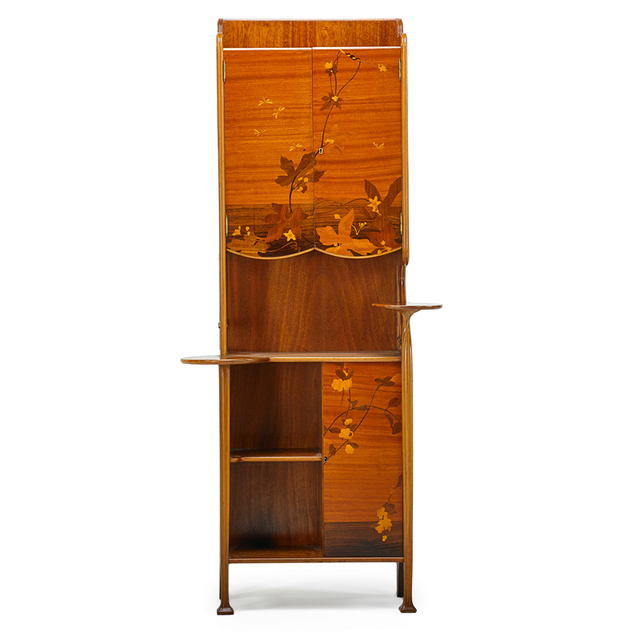 Louis Majorelle, ‘Art Nouveau Cabinet With Flowers, Leaves And Beetles, France’, ca. 1900, Design/Decorative Art, Mahogany, Mixed Wood Marquetry, Rago/Wright