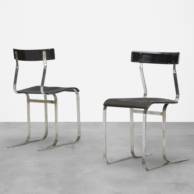 Marcel Breuer, ‘chairs model WB301, pair’, c. 1933, Design/Decorative Art, Chrome-plated steel, molded and lacquered plywood, Rago/Wright